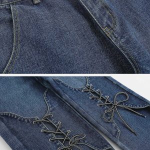 youthful laceup jeans   sleek design meets streetwear chic 8629