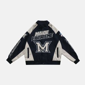 youthful letter embroidered jacket contrast design chic 3725