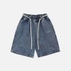 youthful letter embroidered jorts   chic urban appeal 7938