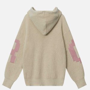 youthful letter jacquard hoodie   trending urban style 6273