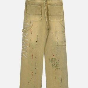 youthful letter print jeans   sleek urban streetwear 4325