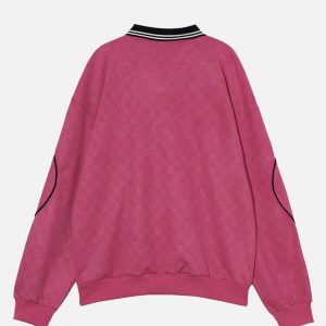 youthful letter print polo sweatshirt   trending urban look 1022