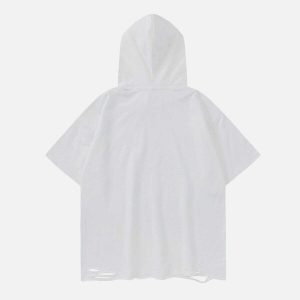 youthful letter print ripped hoodie tee dynamic streetwear 2389