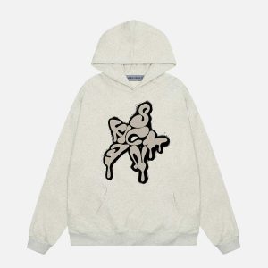 youthful letter star print hoodie   chic urban appeal 6944