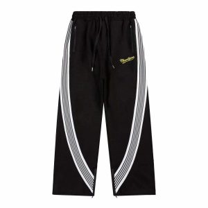 youthful letter stripe panel pants dynamic streetwear look 3933