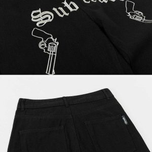 youthful lettering pistol embroidered pants streetwise appeal 6798