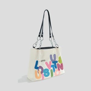 youthful letters canvas bag large capacity & durable 2506