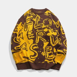 youthful letters graffiti sweater dynamic urban style 2828