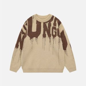 youthful letters graffiti sweater dynamic urban style 5128