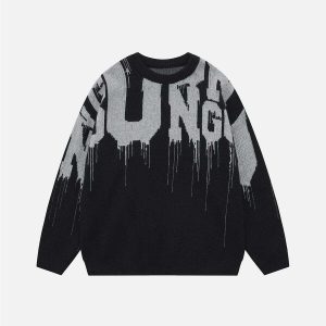 youthful letters graffiti sweater dynamic urban style 5176