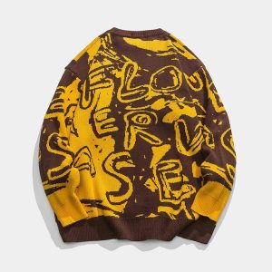 youthful letters graffiti sweater dynamic urban style 8899