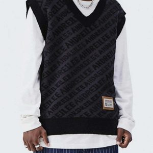 youthful letters graphic sweater vest iconic & trendy 1554