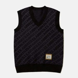 youthful letters graphic sweater vest iconic & trendy 1620