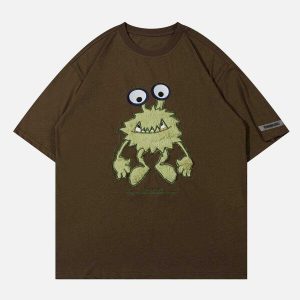 youthful monster embroidery tee dynamic streetwear design 2624