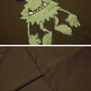 youthful monster embroidery tee dynamic streetwear design 4568