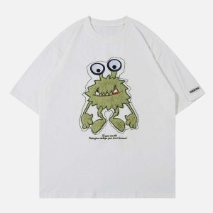 youthful monster embroidery tee dynamic streetwear design 6785