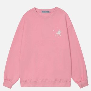 youthful multi star foam sweatshirt   trending urban style 1562