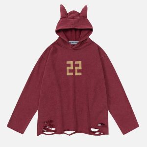 youthful number horn hoodie dynamic streetwear design 5315