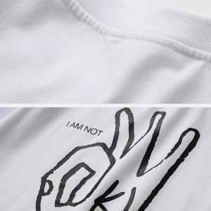 youthful ok gesture print tee   streetwear icon 8760