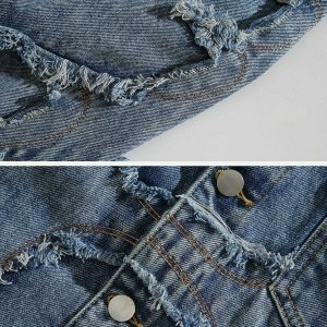 youthful patch denim jacket   urban chic streetwear 2433