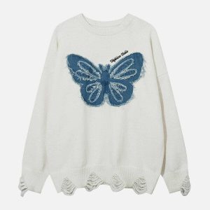 youthful patchwork butterfly sweater   streetwear icon 2829