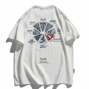 youthful pizza graphic tee   trending urban streetwear 8124