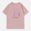 youthful rabbit ear print tee flocking design charm 7656