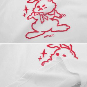 youthful rabbit embroidery tee   streetwear classic 6991