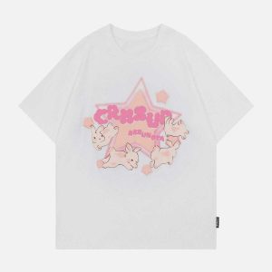 youthful rabbit graphic tee   dance inspired urban style 1355