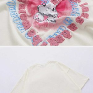 youthful rabbit heart tee with towel embroidery detail 4268