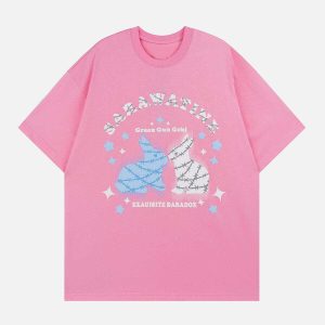 youthful rabbit monogram tee   custom print streetwear 1766