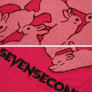 youthful rabbit towel embroidery tee with heart accents 6661