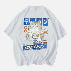 youthful ramen cat tee graphic & quirky streetwear 5995