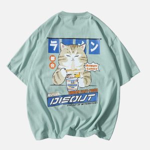 youthful ramen cat tee graphic & quirky streetwear 6860