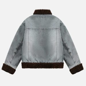 youthful sherpa denim jacket washed & edgy appeal 2604