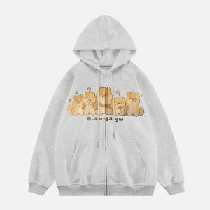 youthful shiba inu hoodie   quirky streetwear charm 7034