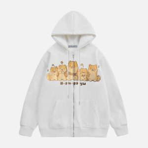 youthful shiba inu hoodie   quirky streetwear charm 8053