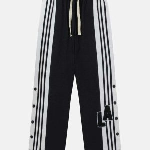 youthful sidebreasted striped sweatpants embroidered detail 8303