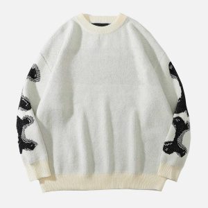 youthful skeleton pattern sweater knit with edge 3144