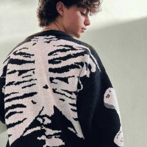 youthful skeleton pattern sweater knit with edge 5456