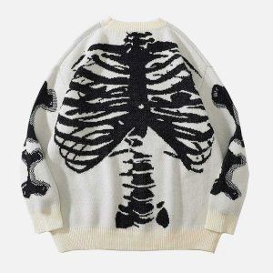 youthful skeleton pattern sweater knit with edge 7489