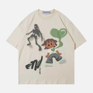 youthful skull cartoon tee dynamic streetwear design 1663