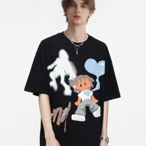 youthful skull cartoon tee dynamic streetwear design 4347