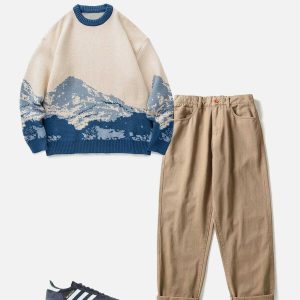 youthful snow mountain gradient sweater knit aesthetic 4617