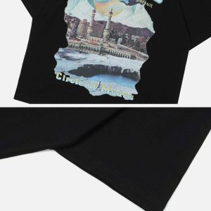 youthful snowy mountain tee iconic letter print design 5111