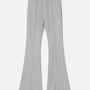 youthful solid drawstring flare pants   chic y2k streetwear 1139