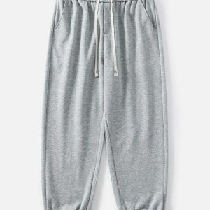 youthful solid drawstring joggers   sleek urban comfort 6429