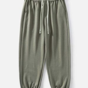 youthful solid drawstring joggers   sleek urban comfort 7157