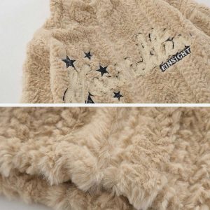 youthful solid star sherpa coat embroidered & cozy 6676