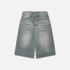 youthful solid washed jorts   chic denim streetwear 1789